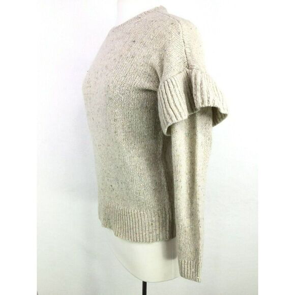 Ralph Lauren Wool Alpaca Sweater Size S Ruffled Sleeves Mascarpone Cream Multi - Picture 6 of 11